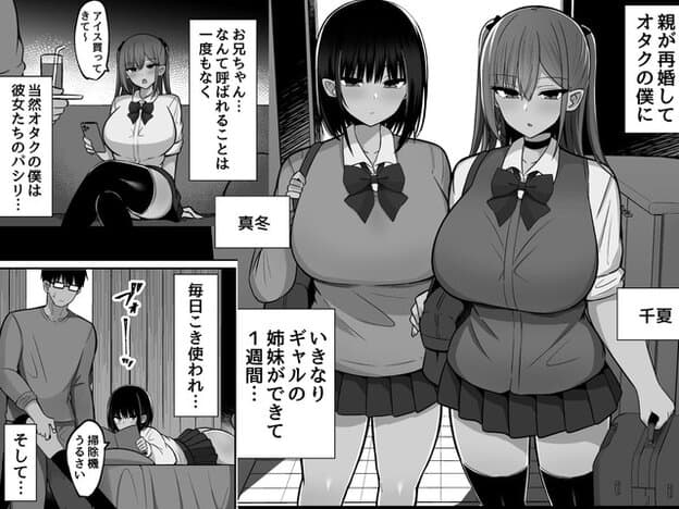 真冬と千夏の紹介コマを中心に、兄の小コマや説明枠を重ねた導入ページ